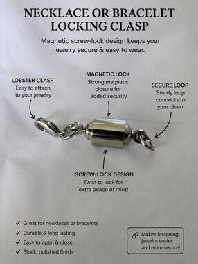 NECKLACE OR BRACELET LOCK MAGNETIC SCREW CLOSURE EXTENDER